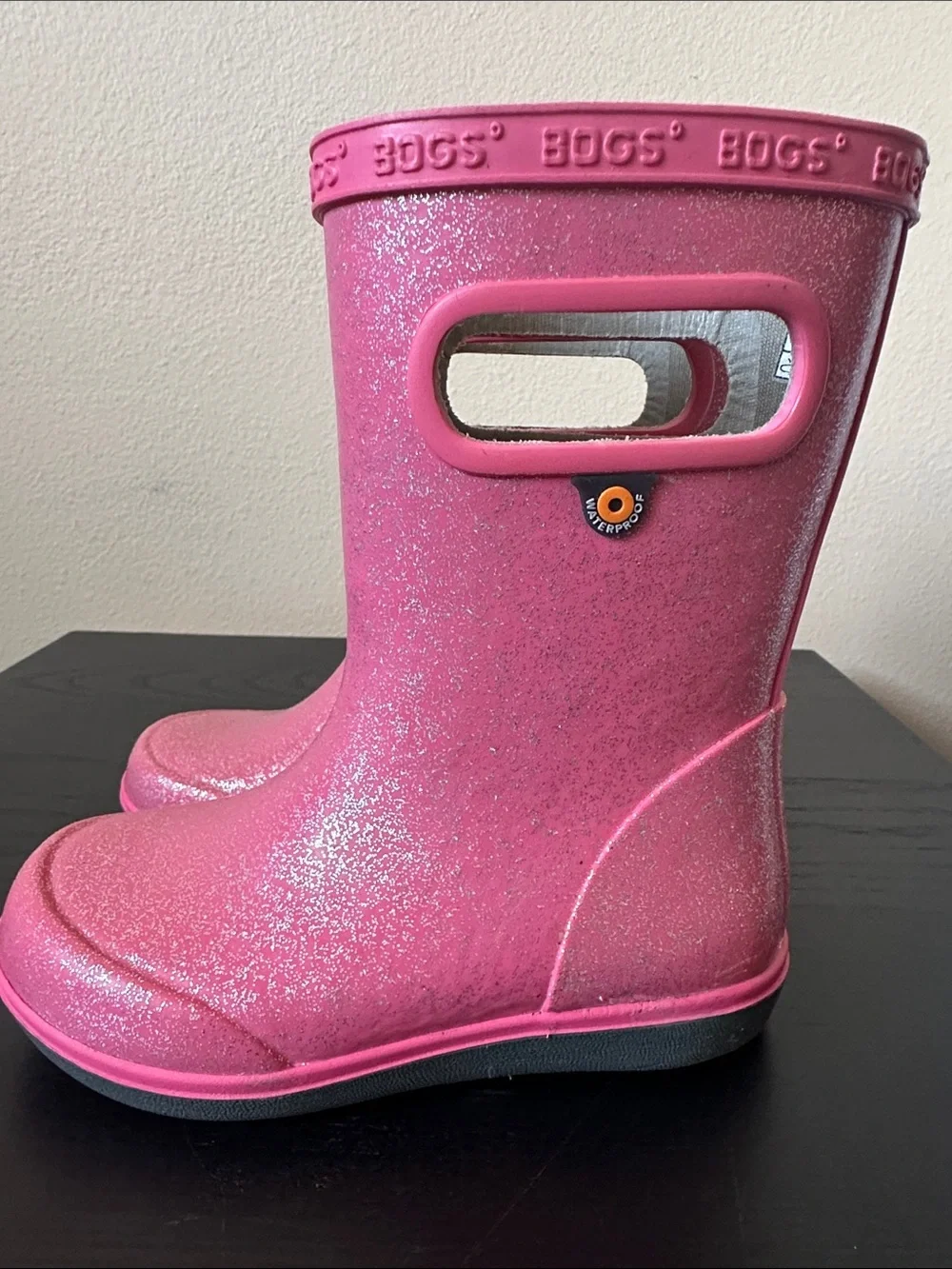 Bogs Pink Glitter Waterproof Rain Boots
